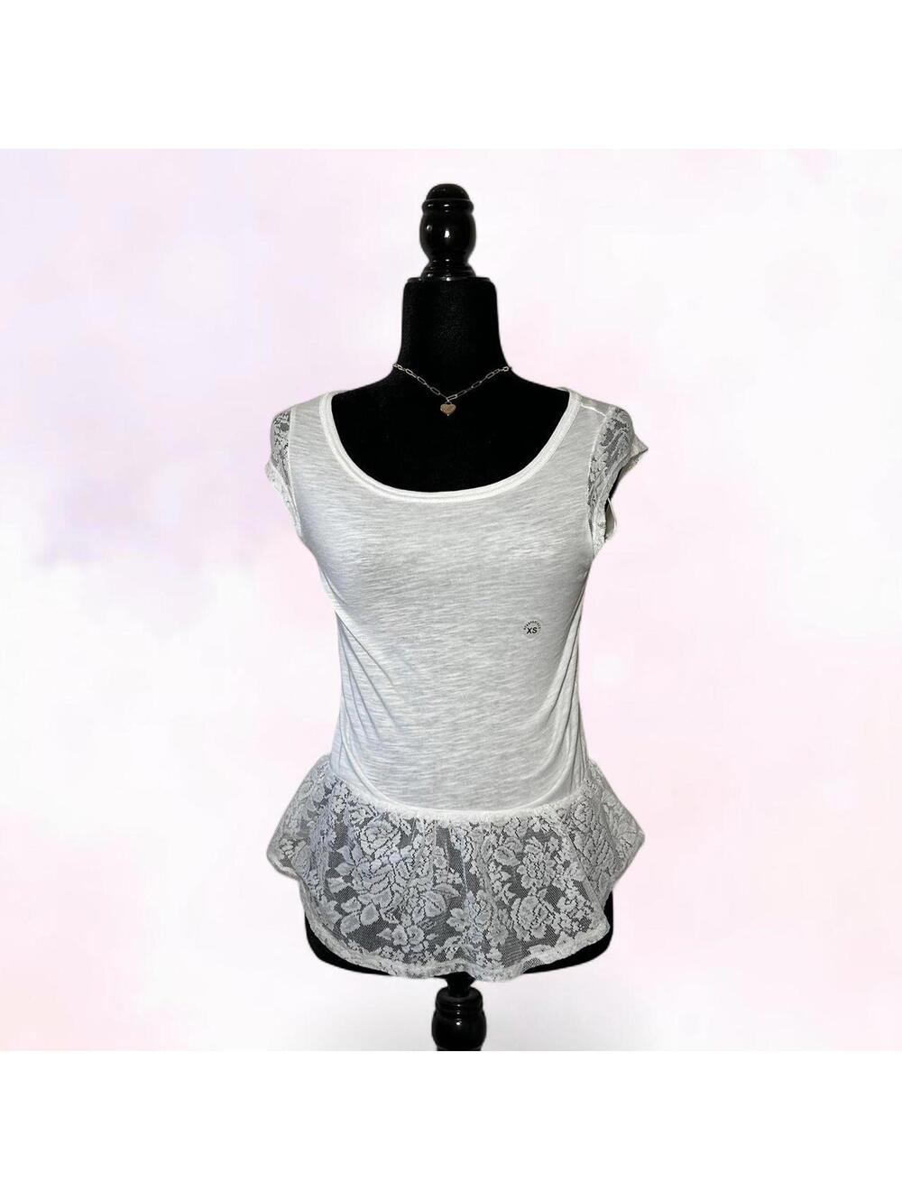 NWT 2013 Aeropostale White Lace Tee Coquette XS